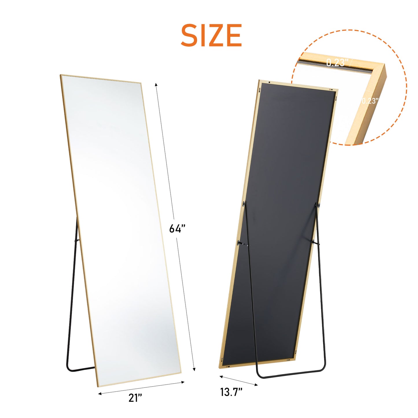 Specchio da Terra con Cornice in Alluminio – Design Sottile & Elegante