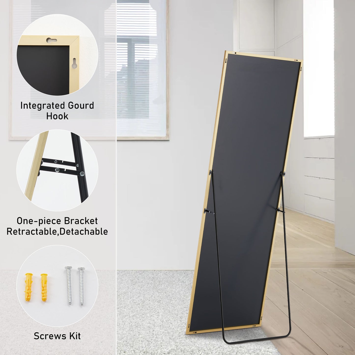 Specchio da Terra con Cornice in Alluminio – Design Sottile & Elegante