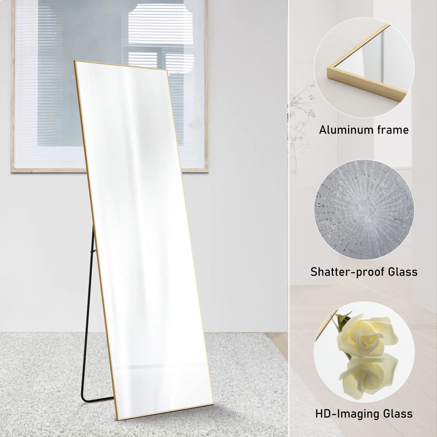 Specchio da Terra con Cornice in Alluminio – Design Sottile & Elegante
