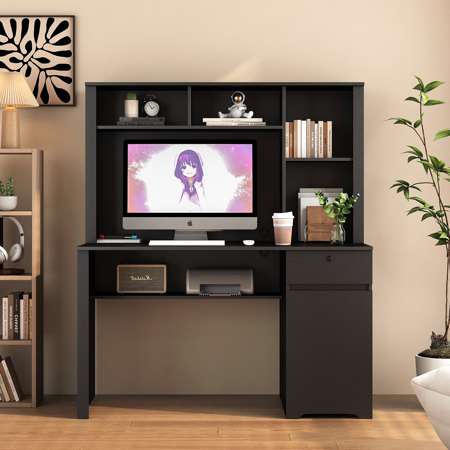 Scrivania con Libreria, Cassetti e Porte USB – Organizzazione Intelligente per il Tuo Spazio Studio o Ufficio