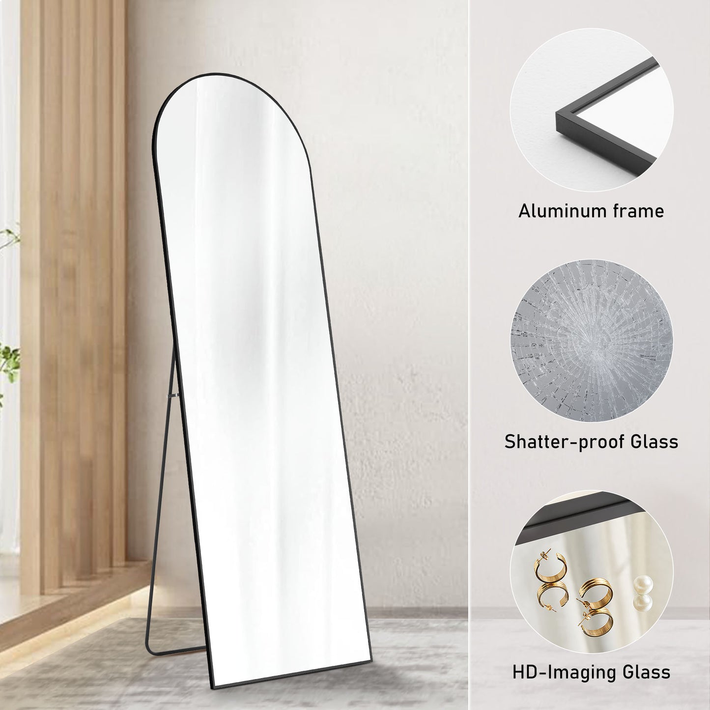 Specchio da Terra con Cornice in Alluminio – Design Sottile & Elegante