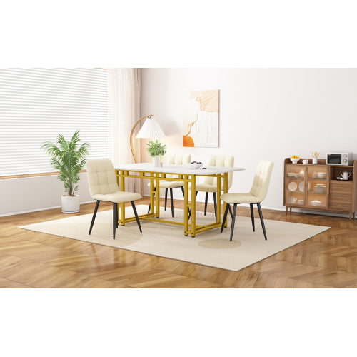 Tavolo da Pranzo Rettangolare – Design Moderno con Dettagli Dorati