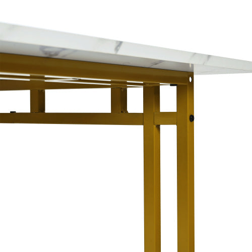 Tavolo da Pranzo Rettangolare – Design Moderno con Dettagli Dorati